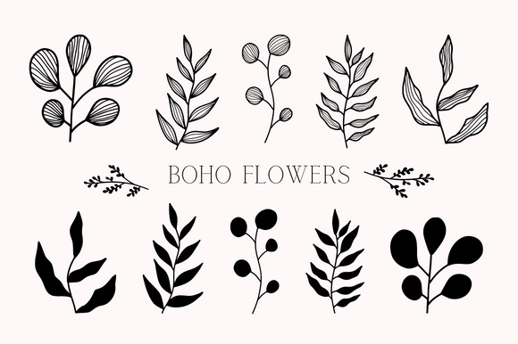 Boho Abstract Botanical Flowers: Graphics & Illustrations