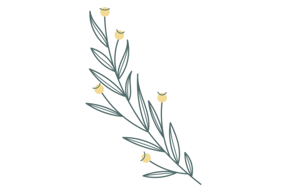 Botanical Print Element: Yellow Flowers for Graphics & Illustrations