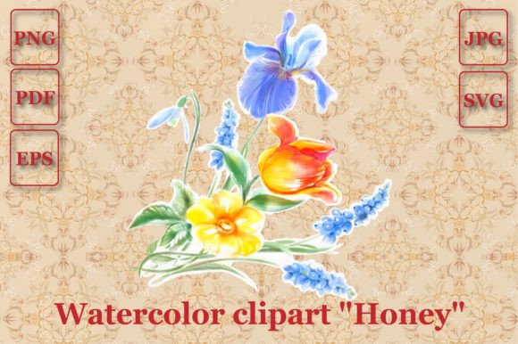 Bouquet of Yellow and Lilac Flowers: Graphics for Illustrations