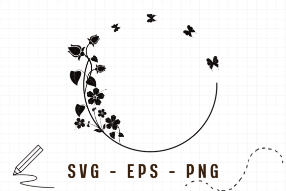 Circular Frame Flowers Line Art: Graphics & Illustrations Review