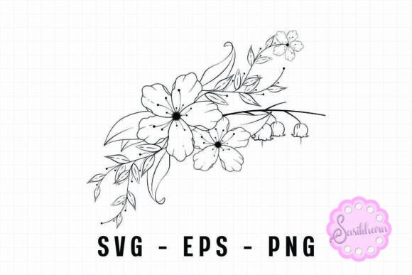 Flowers Line Art Vintage Bouquet Svg for Graphics