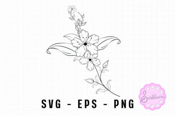 Flowers Line Art Vintage Svg Design Graphics & Illustrations