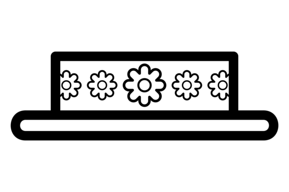 Funny Hat with Flowers Graphics & Illustrations