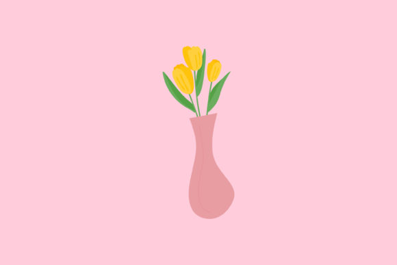 Furniture Vector Icon Vase with Flowers Graphics