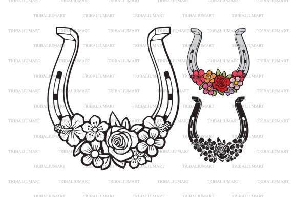 Horseshoe and Flowers: Premium Graphics for Brand Illustrations