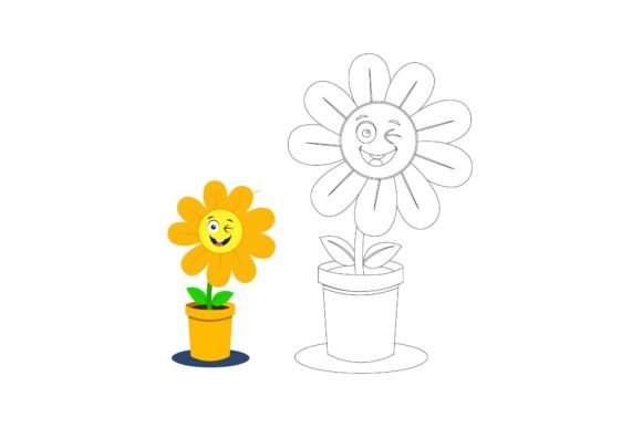Kawaii Flowers Coloring 5: Graphics & Illustrations for Editorial Charm
