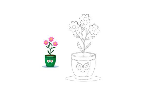 Kawaii Flowers Coloring 9 Graphics and Illustrations Review