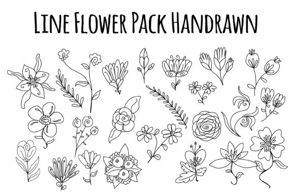 Monoline Flowers Set: Hand-Drawn Boho Graphics & Illustrations