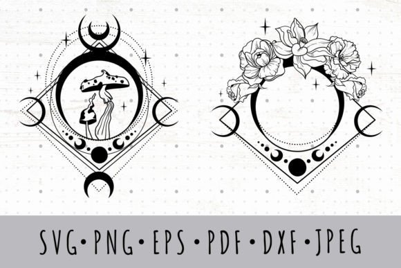 Mystical Celestial Moon Flowers SVG for Graphics and Illustrations