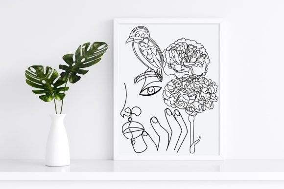 One Line Face with Bird and Flowers: A Graphics Review