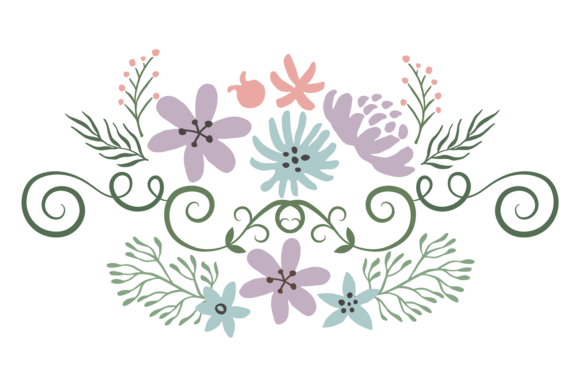 Ornamental Header with Flowers and Vines Graphics for Crafts