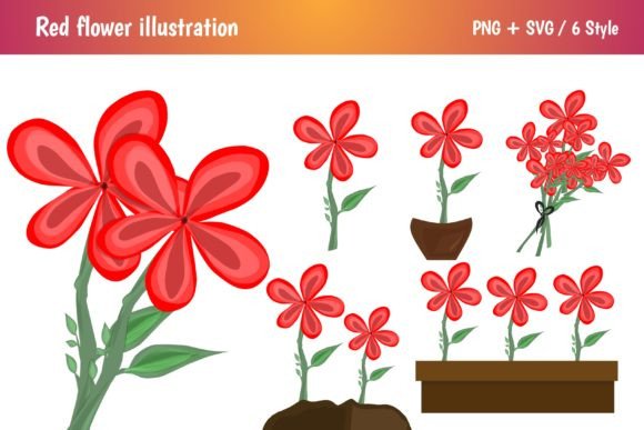Red Flowers: Elegant Graphics & Illustrations for Creative Sellers