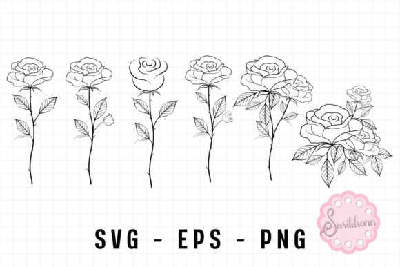 Roses Flowers Line Art Vintage Graphics for Illustrations