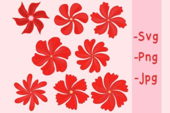 Set of Red Flowers: Premium Graphics for Modern Illustrations